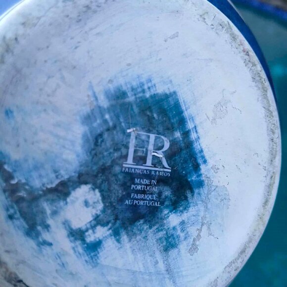 Peacock Blue Fat Lava Moon Glazed Ceramic Faiancas Ramos Vase - Picture 10 of 10